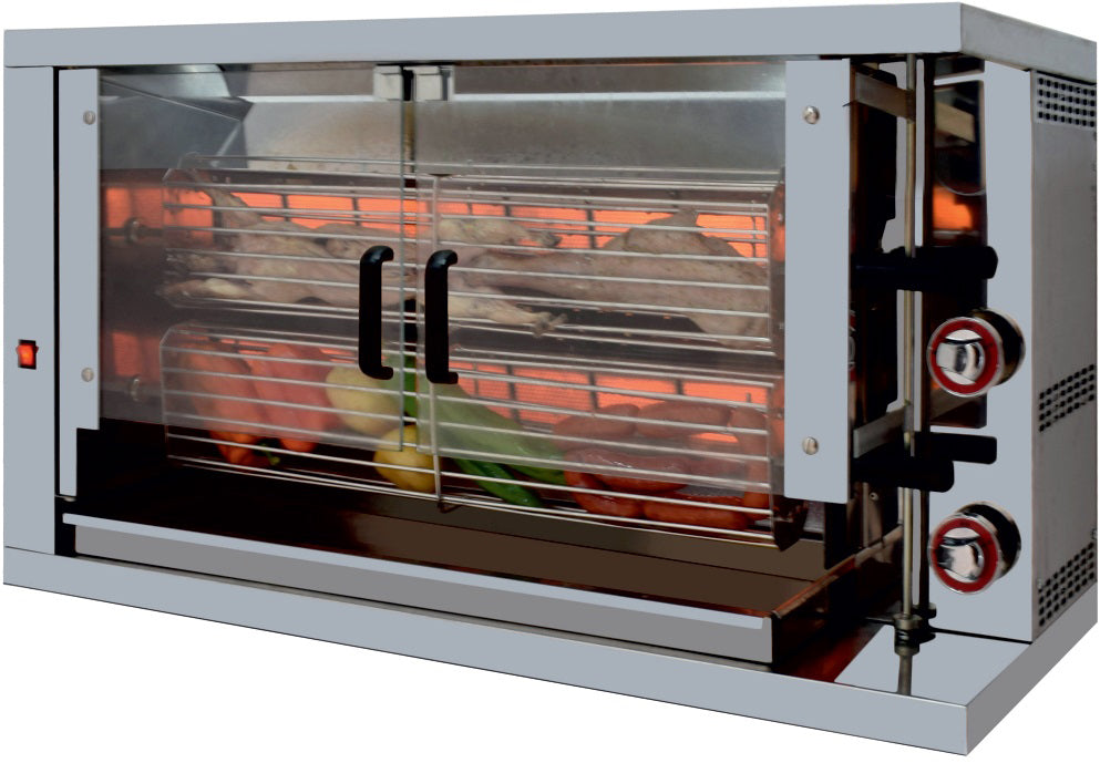 GASTRO&CO. Hähnchengrill 2GSG mit 2 Spießen für 12 Hähnchen - 1160x450x570 mm