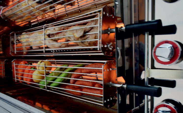 GASTRO&CO. Hähnchengrill 3GSG mit 3 Spießen für 18 Hähnchen - 1160x450x930 mm