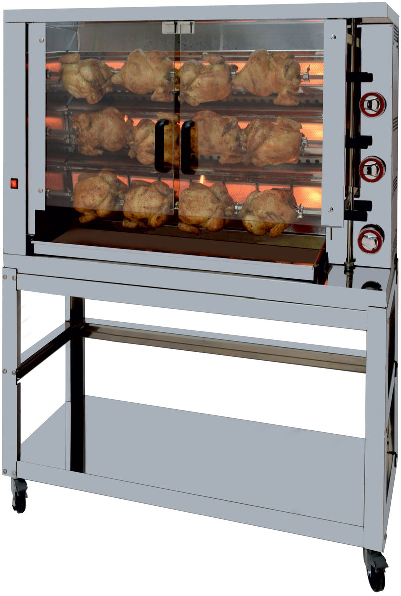 GASTRO&amp;CO. Chicken grill 3GSG with 3 skewers for 18 chickens - 1160x450x930 mm 