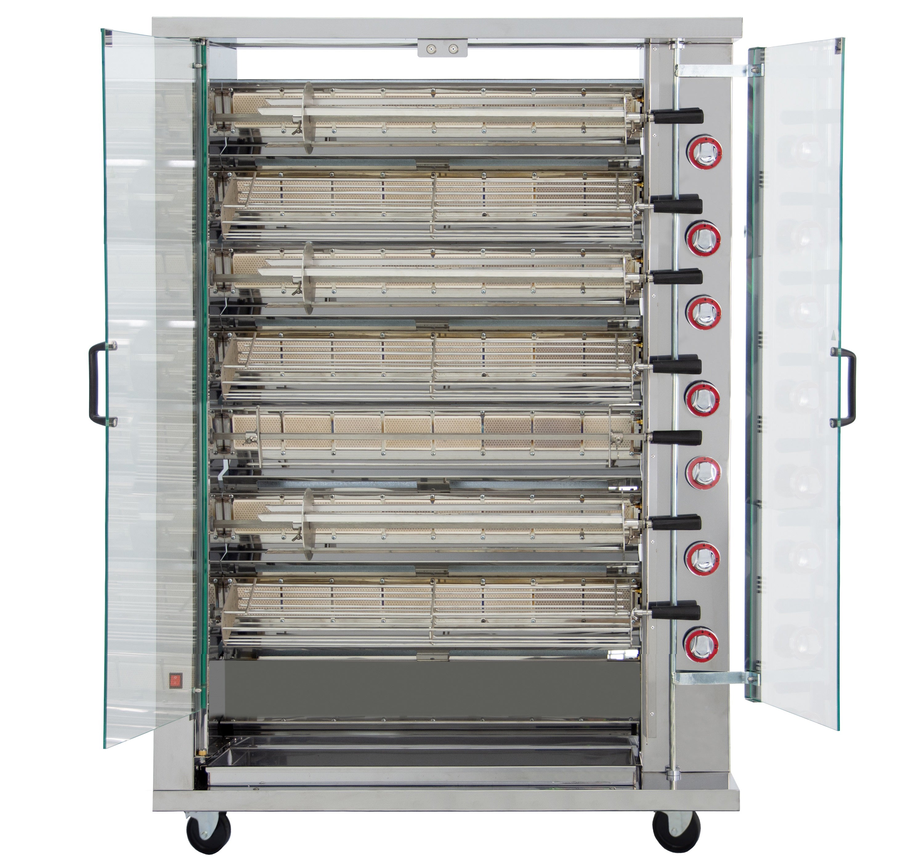 GASTRO&CO. Hähnchengrill 7GSG mit 7 Spießen für 42 Hähnchen - 1160x450x1650 mm