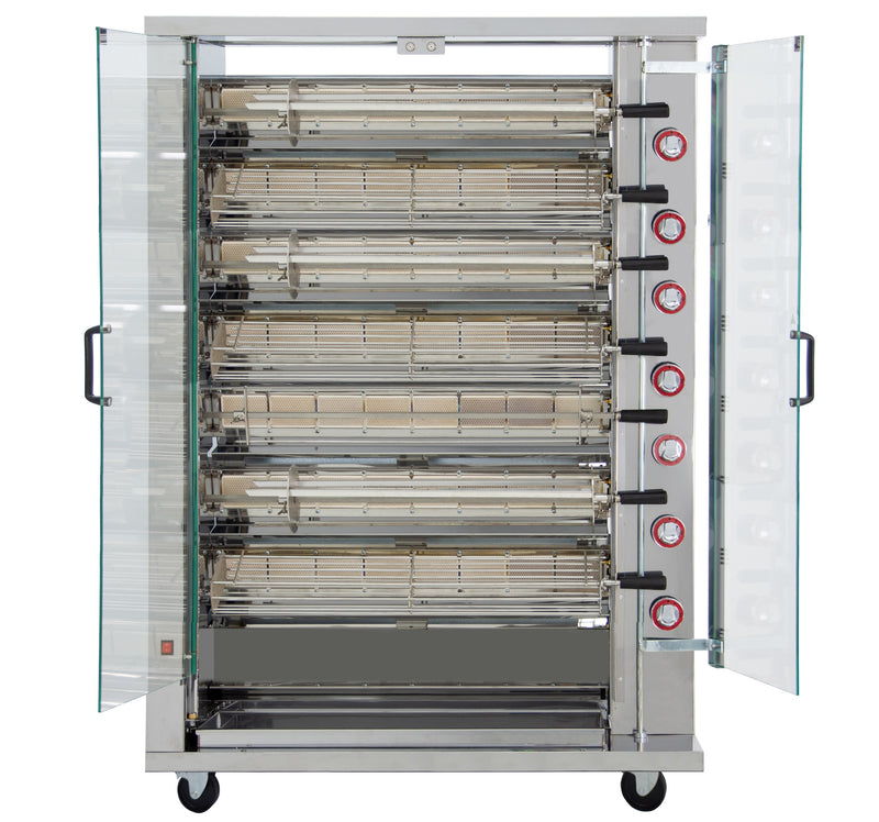 GASTRO&amp;CO. Chicken grill 7GSG with 7 skewers for 42 chickens - 1160x450x1650 mm 