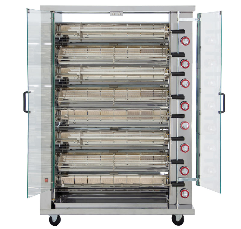 GASTRO&amp;CO. Chicken grill 8GSG with 8 skewers for 42 chickens - 1160x450x1650 mm 
