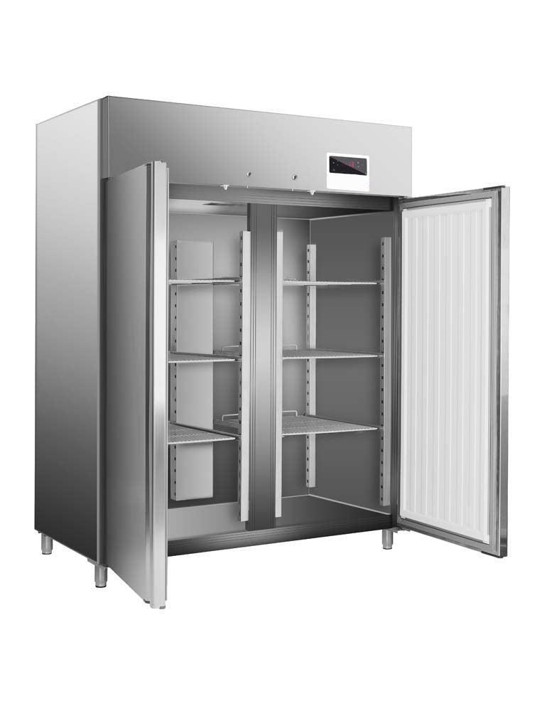 GASTRO&CO. ECOLINE 1400 Gastro Edelstahl-Tiefkühlschrank 2-türig GN 2/1 -1300 l