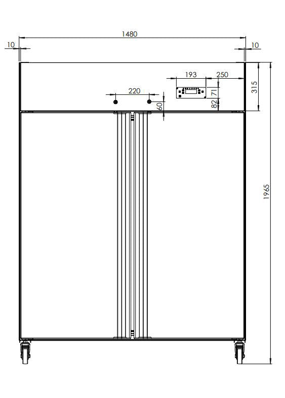 GASTRO&CO. ECOLINE 1400 Gastro Edelstahl-Tiefkühlschrank 2-türig GN 2/1 -1300 l