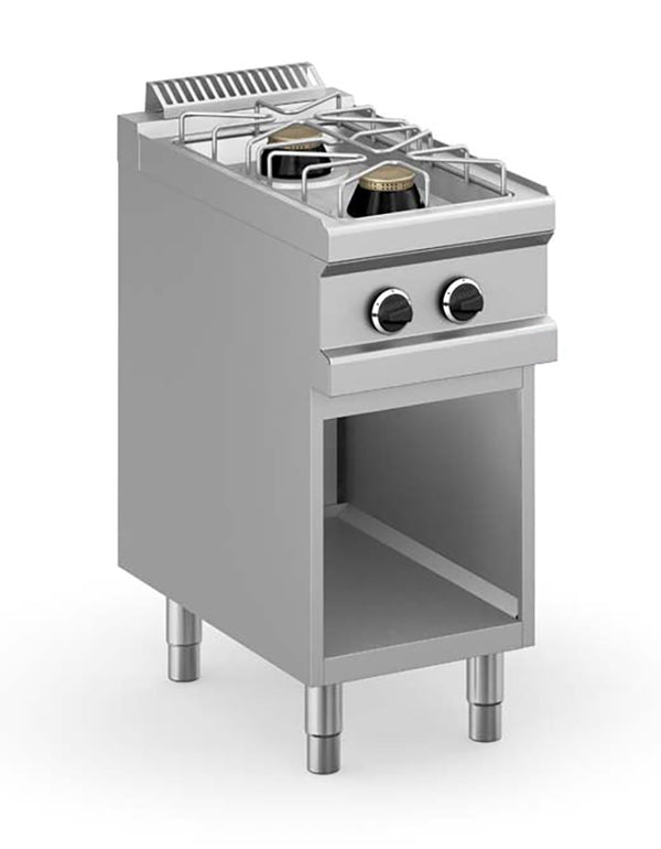 GASTRO&amp;CO. Profiline Plus 700 gas stove with 2 flames &amp; open base - 14 kW 