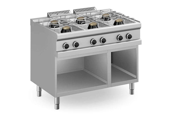 GASTRO&amp;CO. Profiline Plus 700 gas stove with 6 flames and open base 