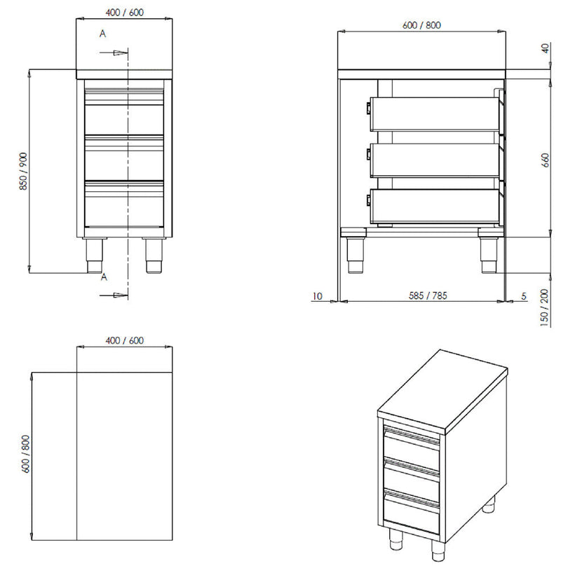 GASTRO&amp;CO. Profiline 700 drawer block B400 