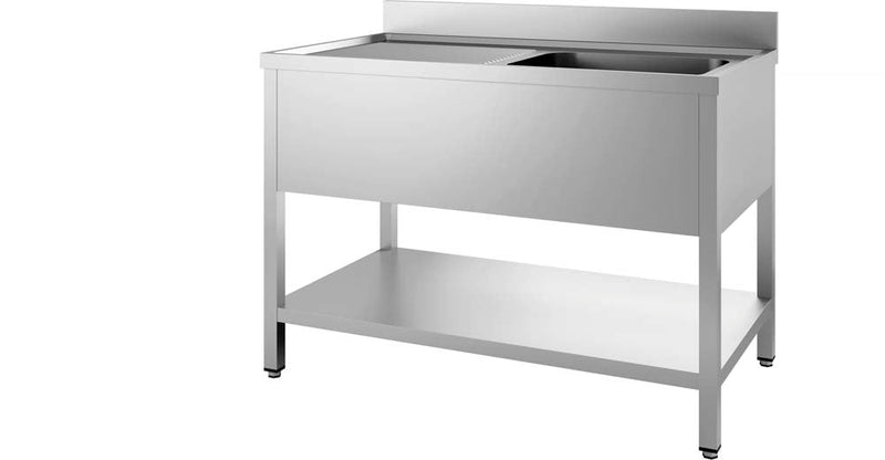 GASTRO&amp;CO. Profiline sink tables 700 with 1 bowl on the right and draining board B1000