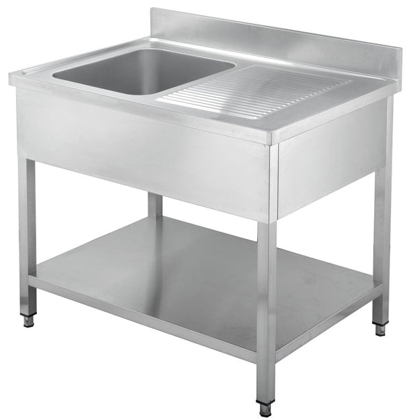 GASTRO&amp;CO. Profiline sink tables 700 with 1 basin on the left and draining board B1200