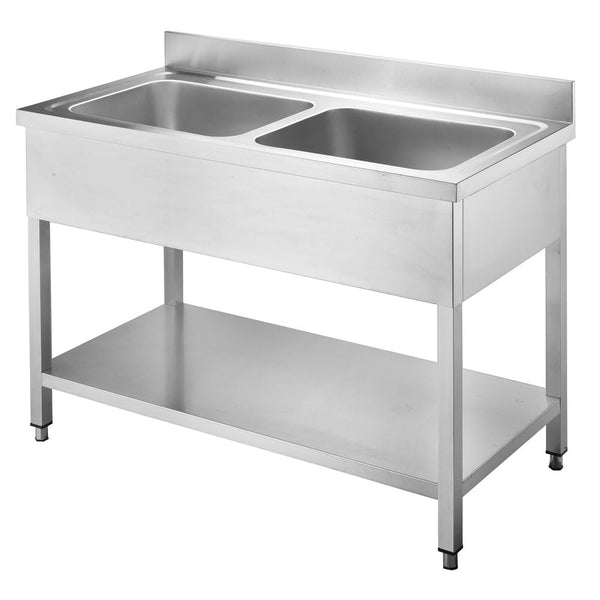 GASTRO&amp;CO. Profiline sink tables 700 with 2 basins B1200