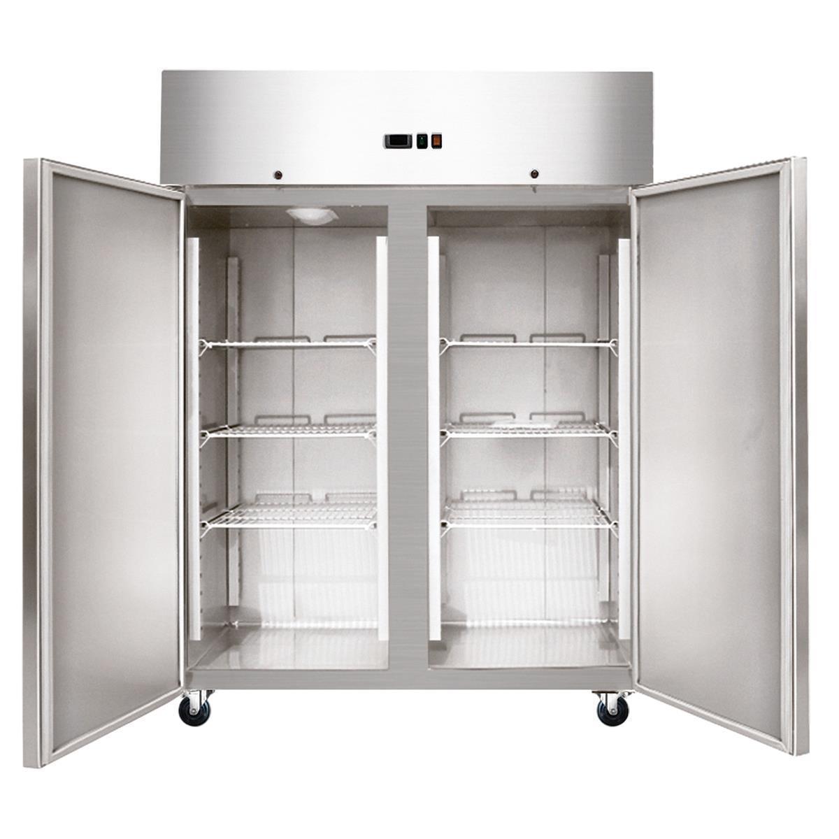 GASTRO&CO. BASICLINE 1400 Gastro Edelstahl-Tiefkühlschrank 2-türig GN 2/1 -1333 l