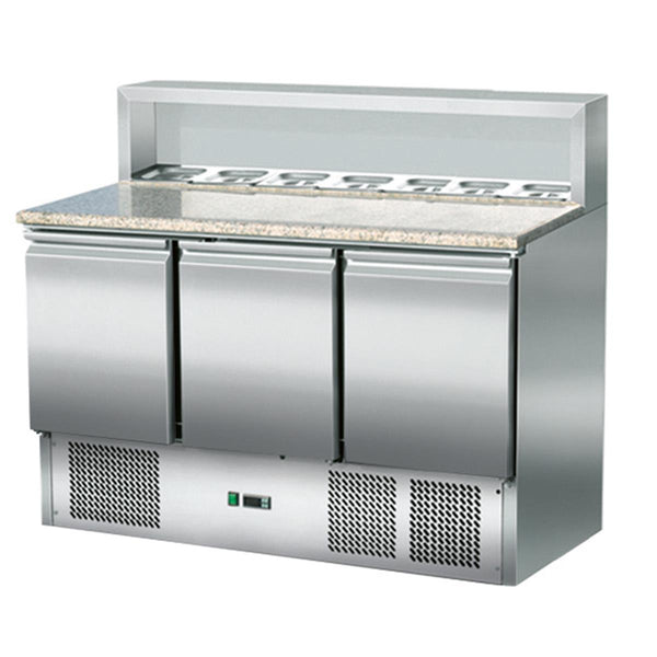 GASTRO&amp;CO. Pizza saladette 3 doors, stainless steel top, 8 x GN1/6 