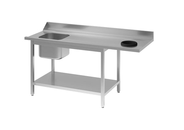 GASTRO&amp;CO. Profiline inlet table B1800 - right with 1 basin and waste hole 