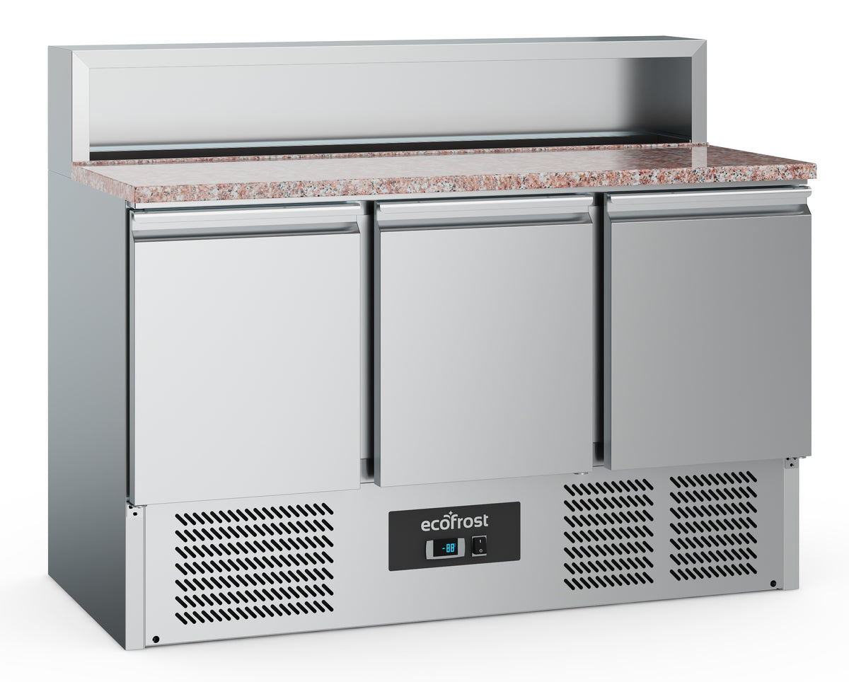 GASTRO&CO. Pizzatisch 3 Türen 8× GN 1/6 – 1365 mm