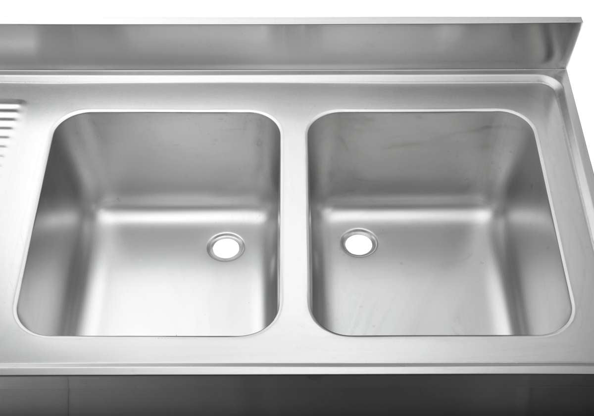GASTRO&CO. Profiline Spülzentrum 700 mit 2 Becken rechts & Plattenüberstand B1600
