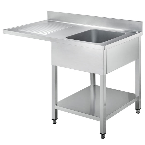 GASTRO&amp;CO. Profiline dishwashing center 700 with 1 basin on the right &amp; plate overhang B1200