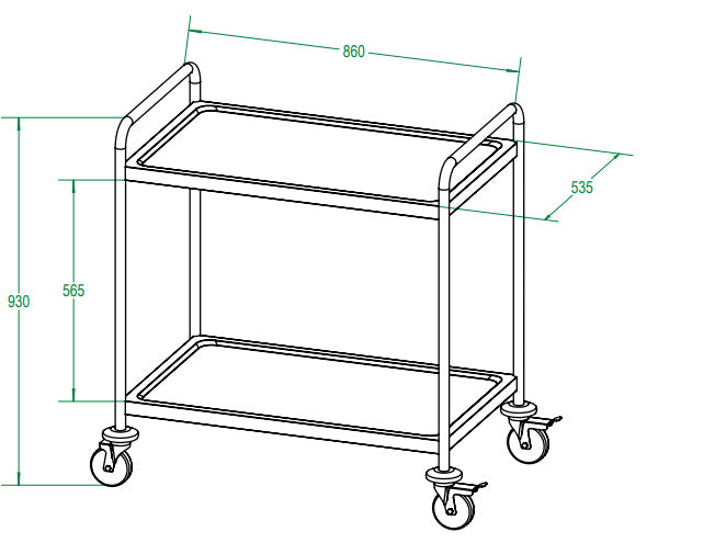 GASTRO&amp;CO. Large serving trolley with 2 shelves