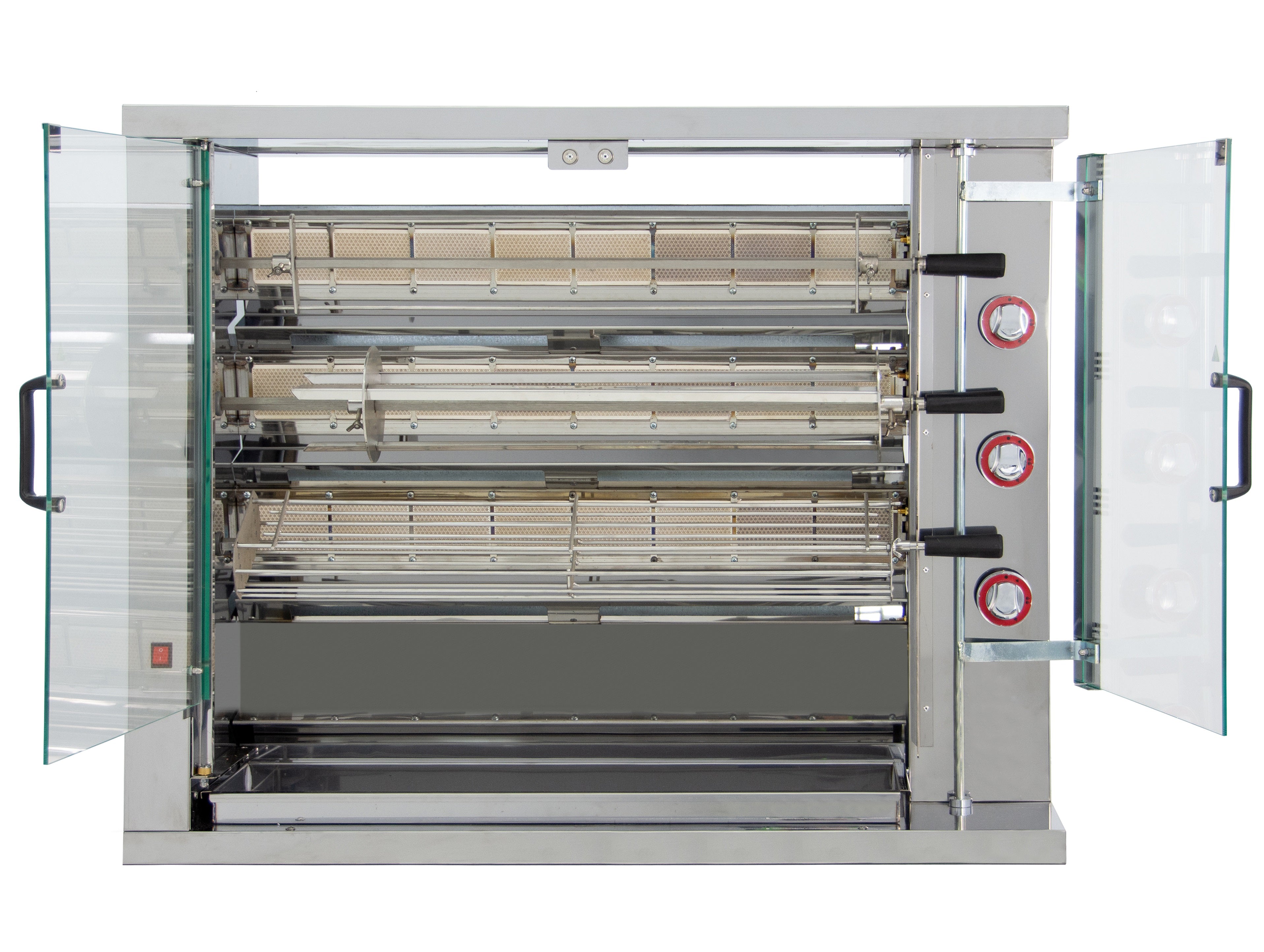 GASTRO&CO. Hähnchengrill 3GSG mit 3 Spießen für 18 Hähnchen - 1160x450x930 mm