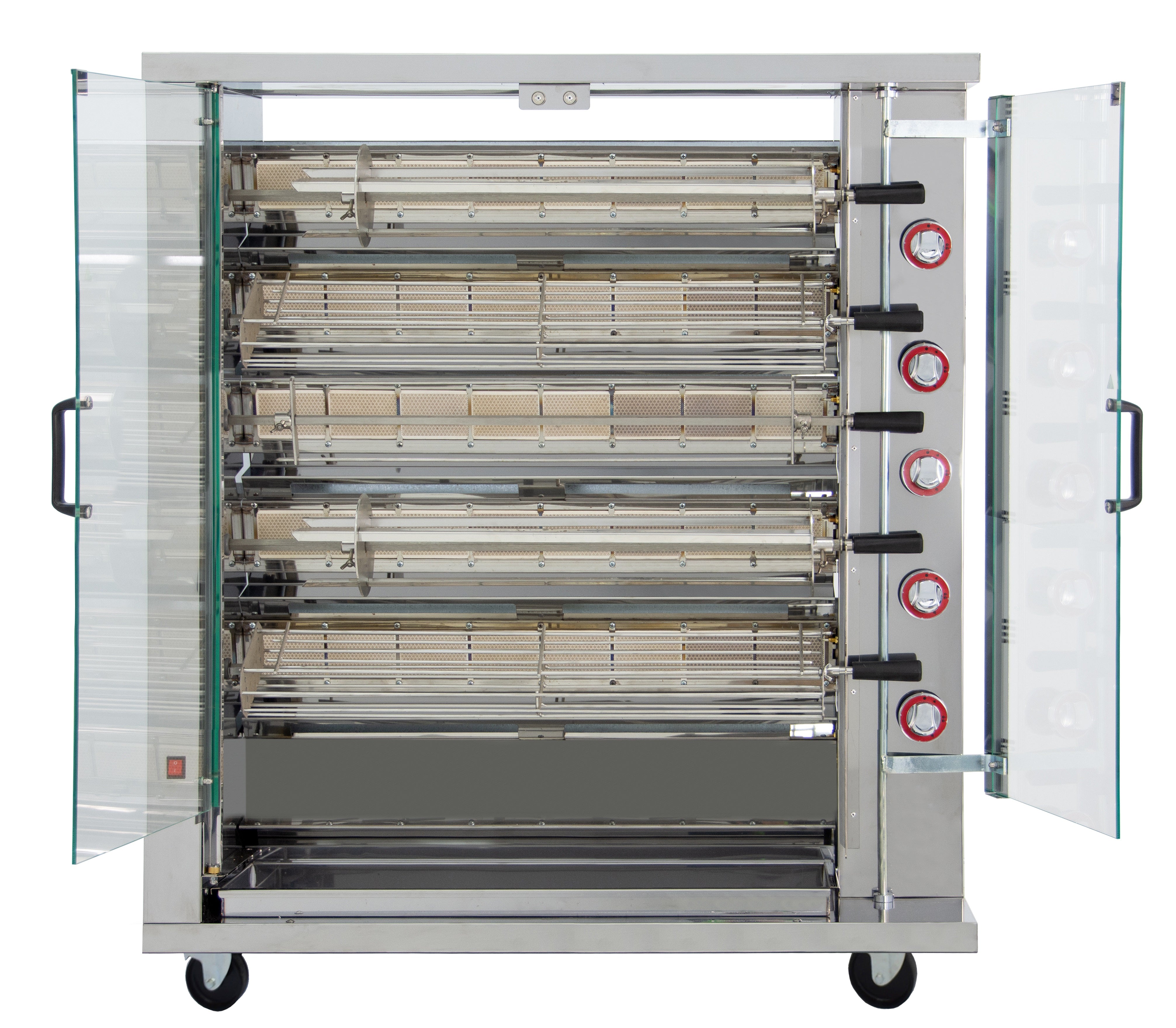 GASTRO&CO. Hähnchengrill 5GSG mit 5 Spießen für 30 Hähnchen - 1160x450x1290 mm