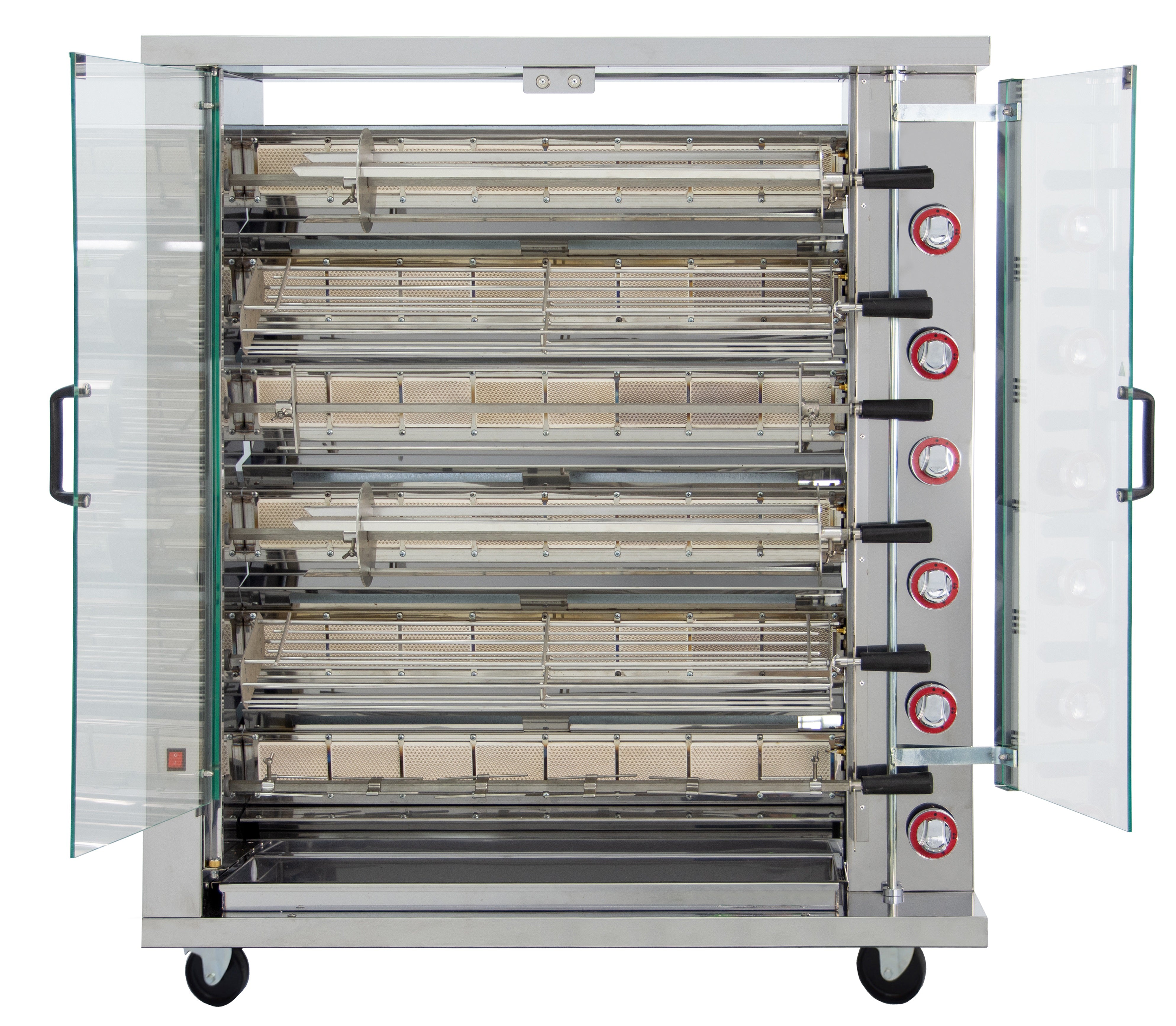 GASTRO&CO. Hähnchengrill 6GSG mit 6 Spießen für 36 Hähnchen - 1160x450x1290 mm
