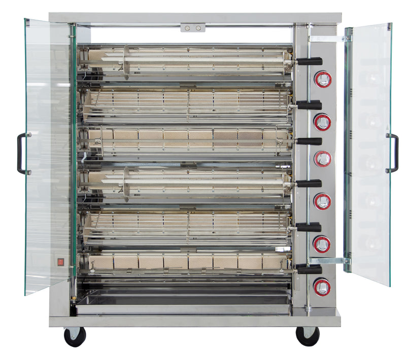 GASTRO&amp;CO. Chicken grill 6GSG with 6 skewers for 36 chickens - 1160x450x1290 mm 