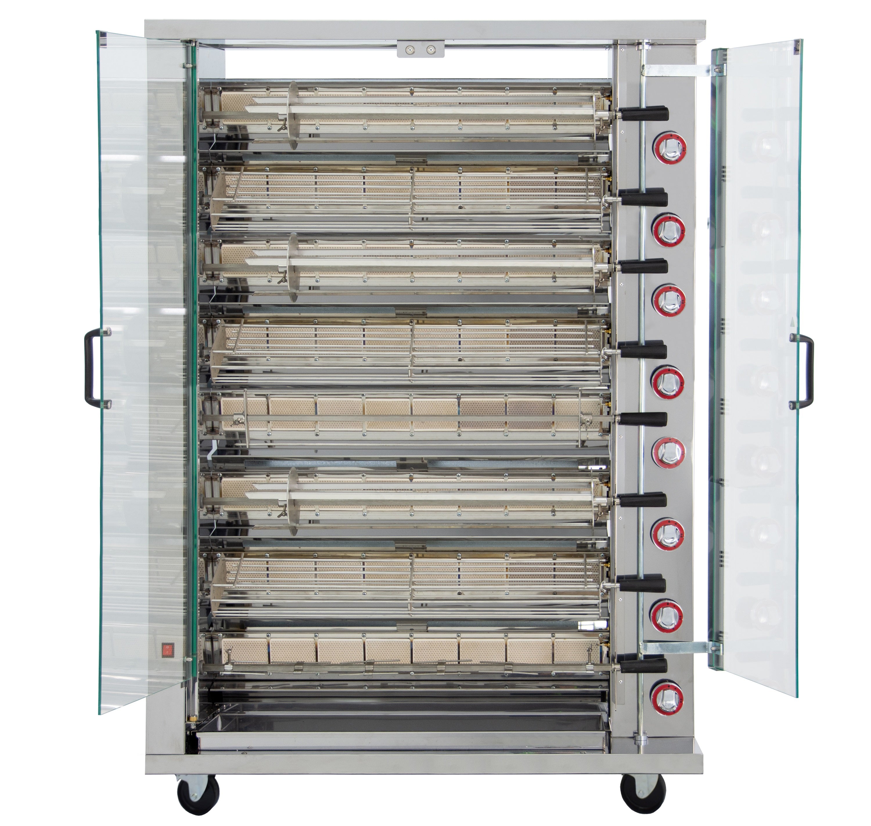 GASTRO&CO. Hähnchengrill 8GSG mit 8 Spießen für 42 Hähnchen - 1160x450x1650 mm