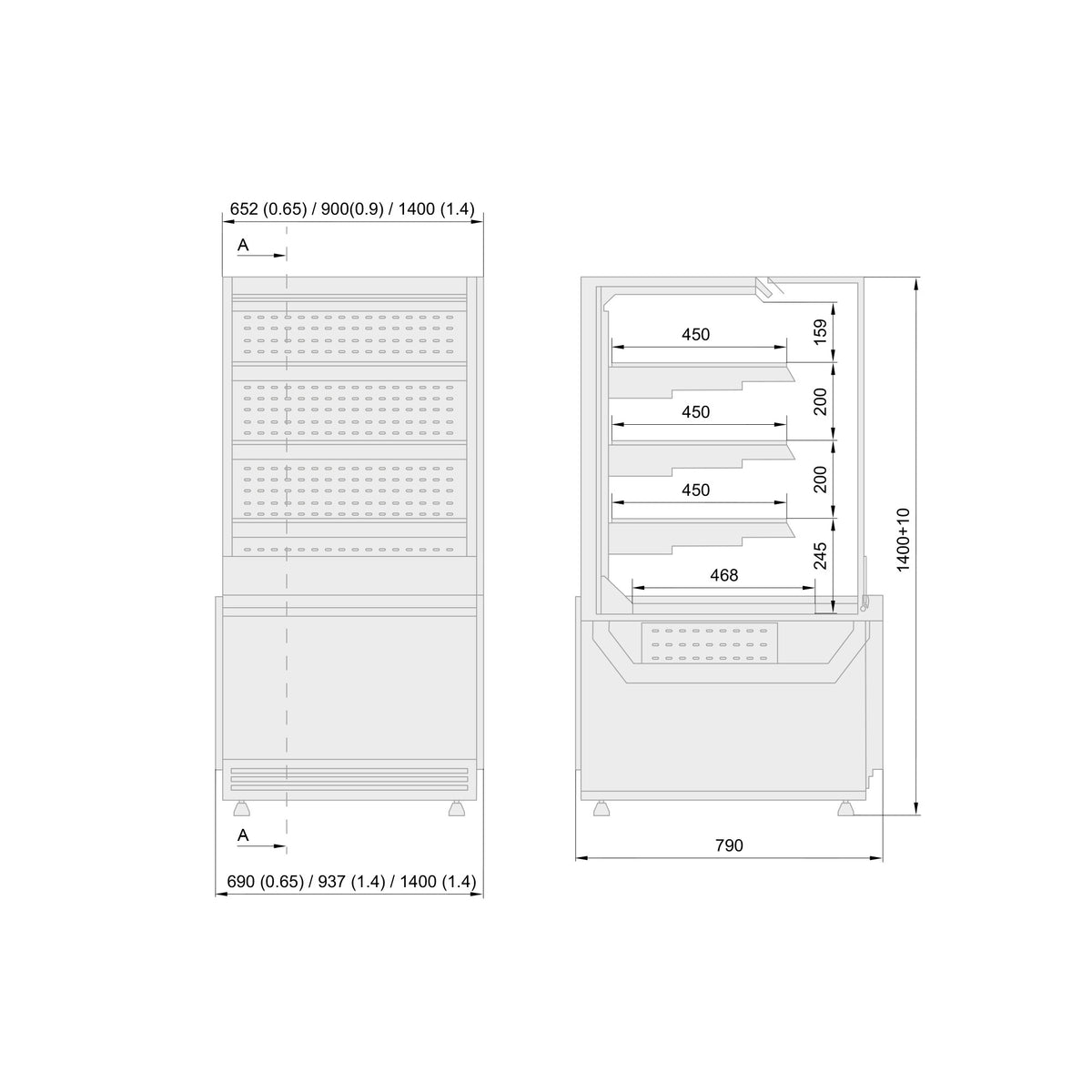 GASTRO&CO. Sonata Open Selbstbedienungs-Kühlvitrine R290 – 690 bis 1437 mm