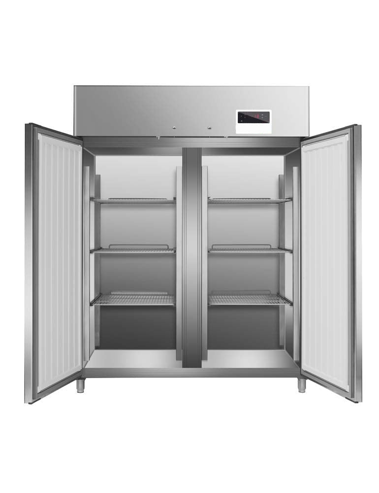 GASTRO&CO. ECOLINE 1400 Gastro Edelstahl-Tiefkühlschrank 2-türig GN 2/1 -1300 l