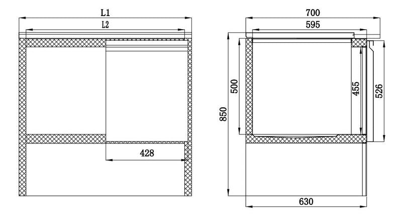 GASTRO&amp;CO. ECOLINE 700 Saladette 2 doors with hinged lid - 240 l 