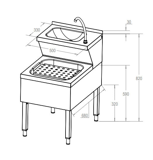 GASTRO&amp;CO. Ecoline handwashing sink combination - 50 x 60 x 85 cm