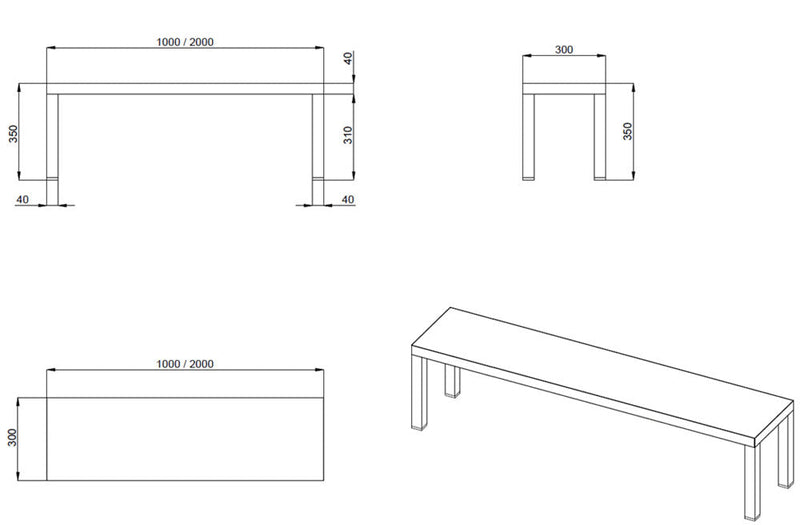 GASTRO&amp;CO. Profiline trestle bridge 300 with 1 board B1600