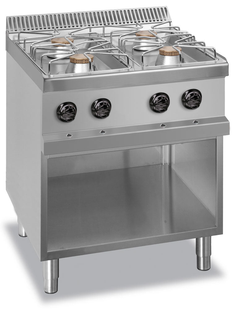 GASTRO&CO. Profiline Plus 700 Gasherd mit 4 Flammen & offenem Unterbau