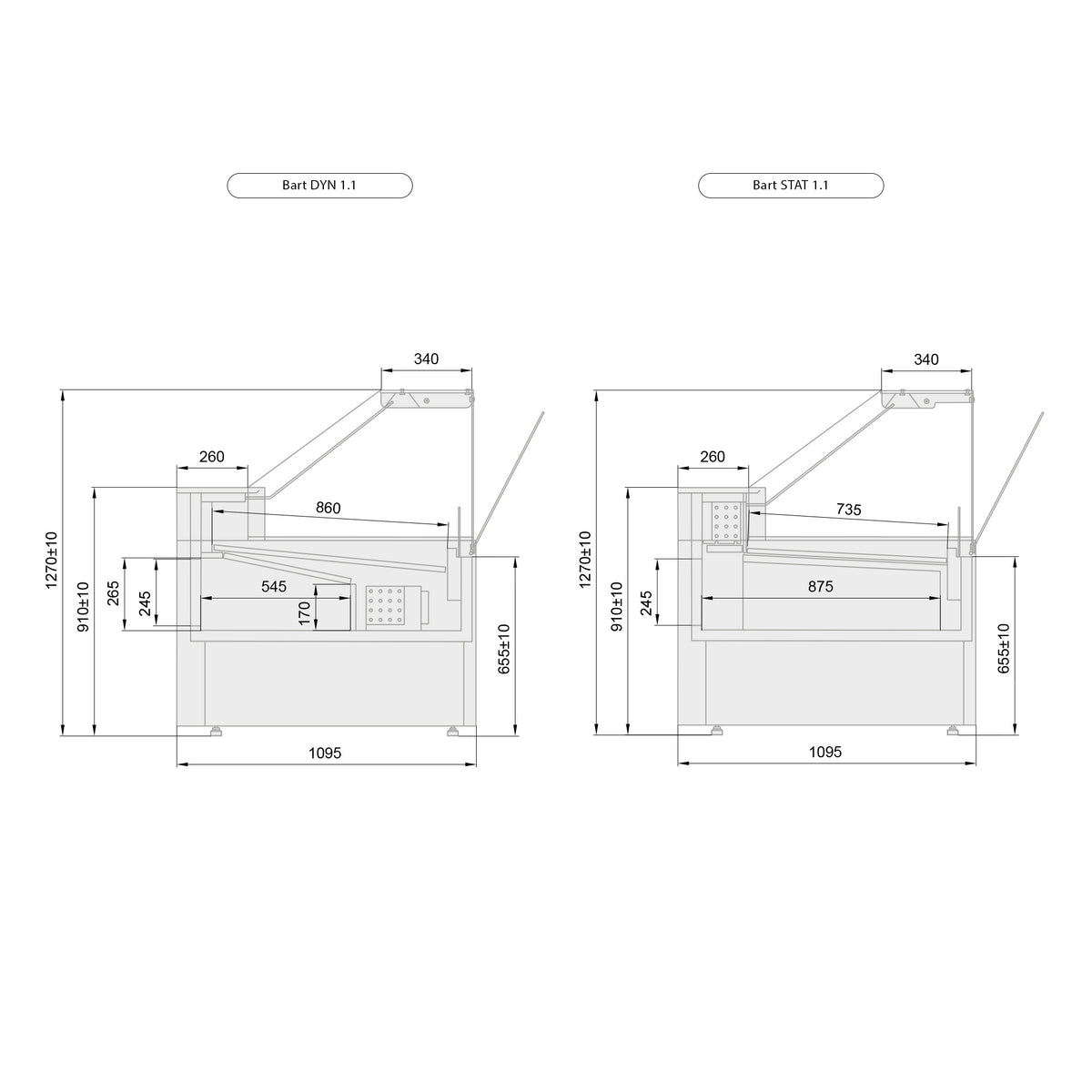 GASTRO&CO. BART Kühltheke DYN – Umluftkühlung – 940 bis 3750 mm