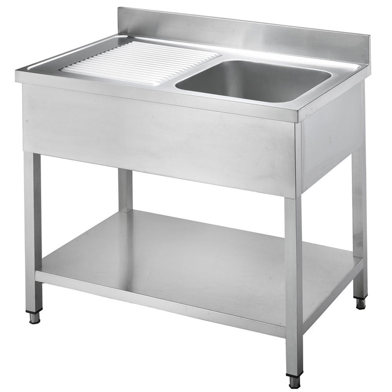 GASTRO&amp;CO. Profiline sink tables 700 with 1 bowl on the right and draining board B1000