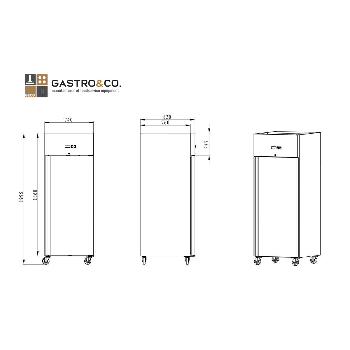 GASTRO&amp;CO. ECOLINE stainless steel refrigerator GN 2/1 - 650 l 