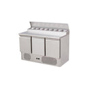 GASTRO&CO. Saladette/Zubereitungstisch 3 Türen mit Aufsatz Edelstahl, 8 x GN1/6