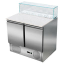 GASTRO&CO. Pizzasaladette 2 Türen, eckiger Glasaufsatz, 5 x GN1/6