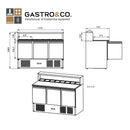 GASTRO&CO. Pizzasaladette 3 Türen, Aufsatz Edelstahl, 8 x GN1/6