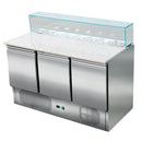 GASTRO&CO. Pizzasaladette 3 Türen, eckiger Glasaufsatz, 8 x GN1/6