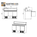 GASTRO&CO. Pizzasaladette 3 Türen, eckiger Glasaufsatz, 8 x GN1/6