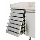 GASTRO&CO. Pizzakühltisch, Granit rosa-grau, 1 Tür, 7 ungek. Schubladen - Ohne Kühlaufsatz