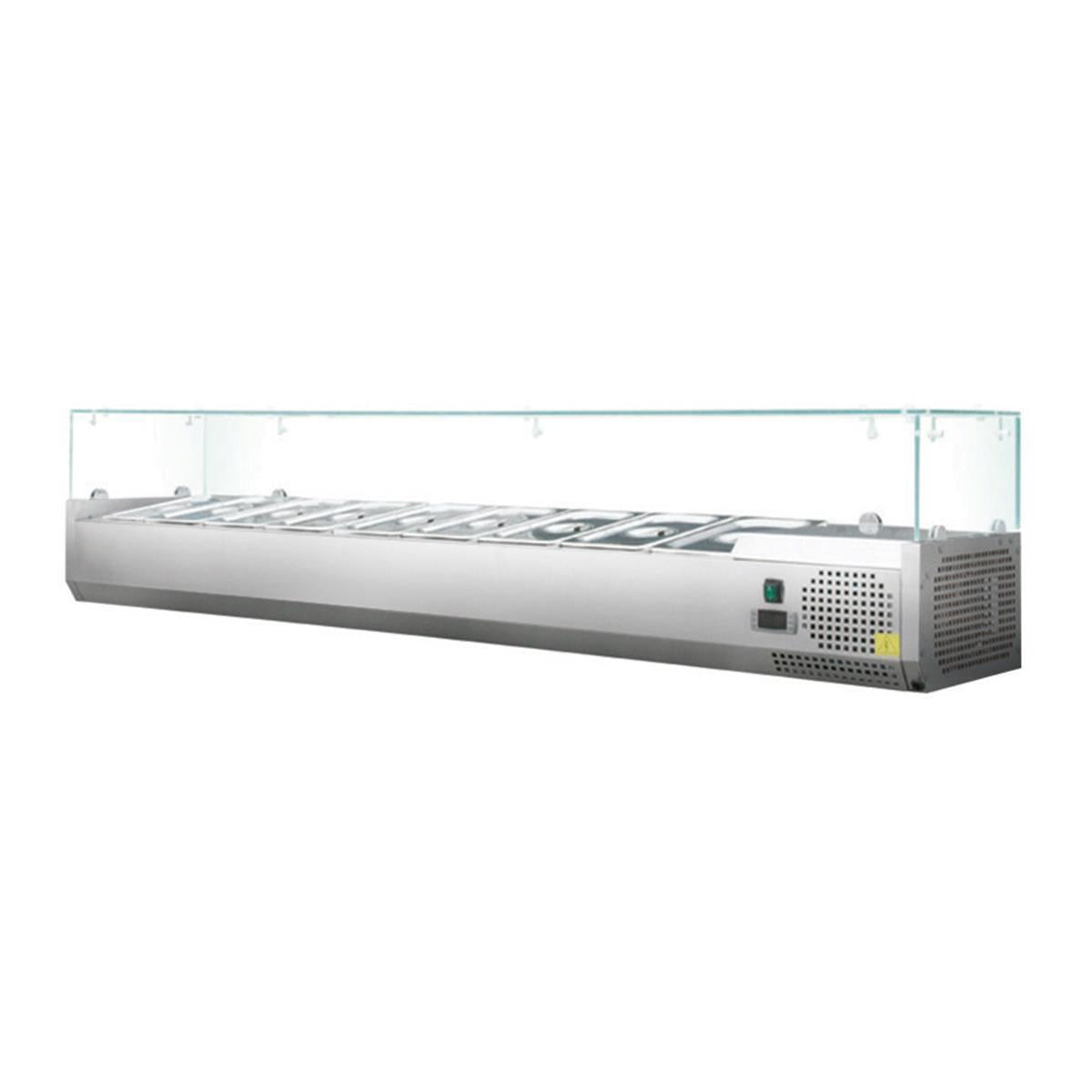 GASTRO&CO. Kühlaufsatzvitrine GN 1/4, 180 x 34, Glasaufsatz