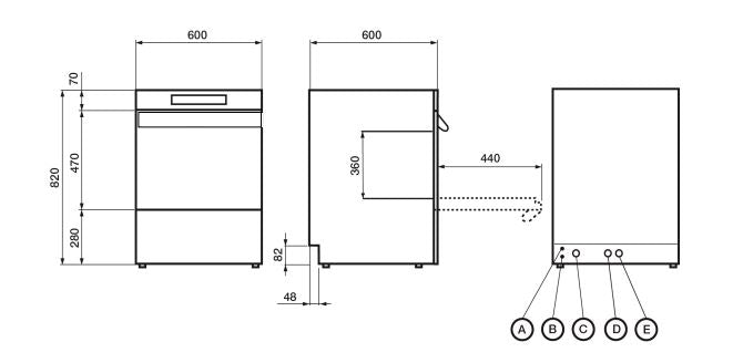 GASTRO&amp;CO. WASH PROFILINE dishwasher with drain pump &amp; dosing pumps - 230 volts 