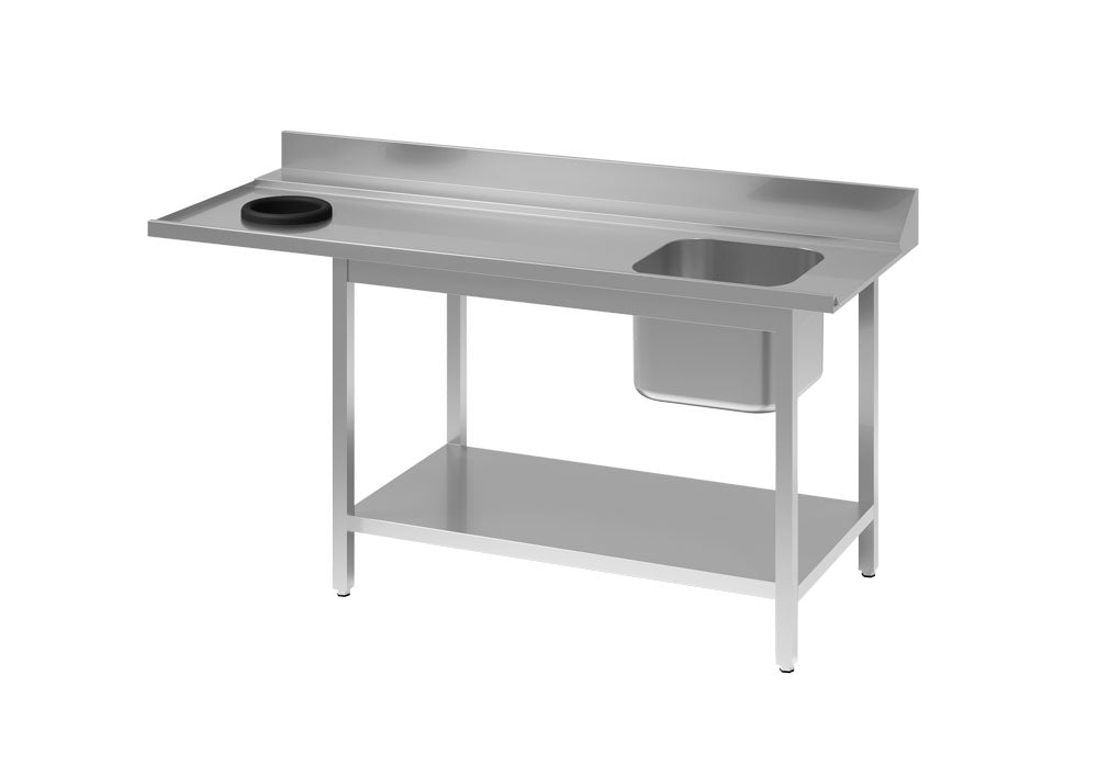 GASTRO&CO. Profiline Zulauftisch B1800 - Links mit 1 Becken und Abfall-Loch