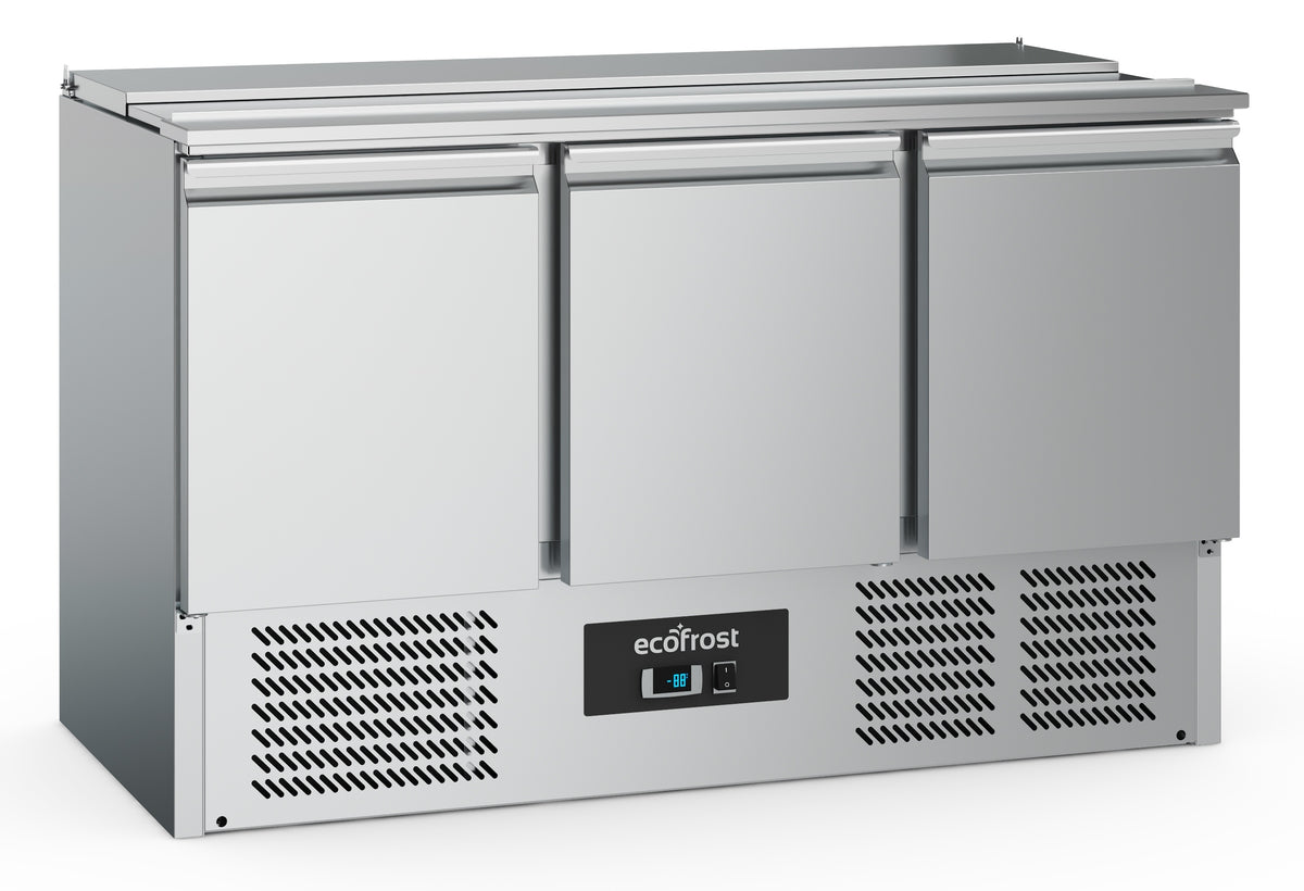 GASTRO&CO. Saladette 3 Türen 4× GN 1/1 – 1365 mm