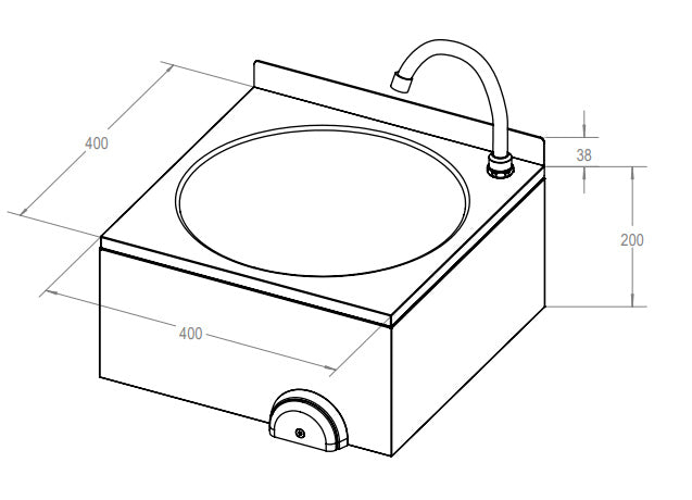 GASTRO&amp;CO. Ecoline hand basin with knee operation - 40 x 40 x 24 cm